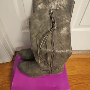 Pewter Cowboys Boots with Zipper